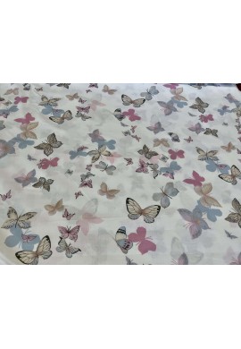Tela Stampata Butterfly puro cotone cm. 280 - Celeste/Rosa